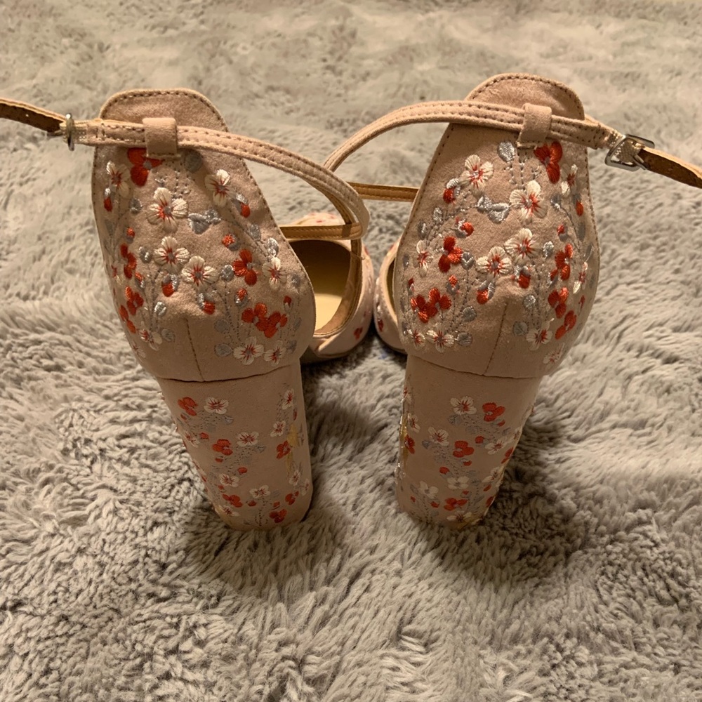 Embroidered flower heels